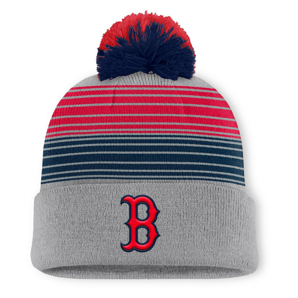 Gray Boston Red Sox Fanatics Balk Cuffed Knit Hat with Pom