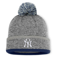 Heather Gray New York Yankees Fanatics Backstop Cuffed Knit Hat with Pom