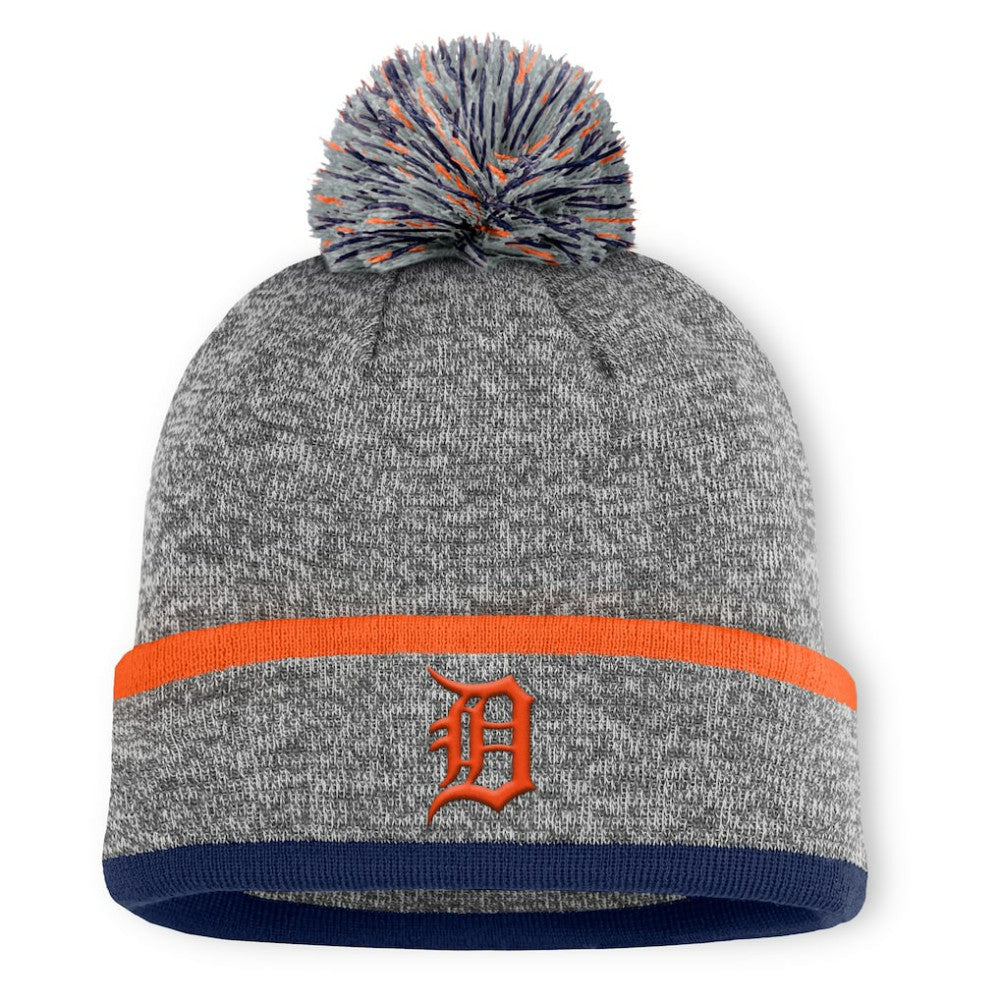 Heather Gray Detroit Tigers Fanatics Backstop Cuffed Knit Hat with Pom