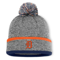 Heather Gray Detroit Tigers Fanatics Backstop Cuffed Knit Hat with Pom