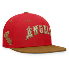 Red/Tan Los Angeles Angels Fanatics Splinter Fitted Hat