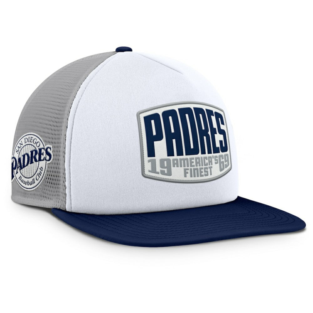 Gray/White San Diego Padres Fanatics Cranked Foam Front Patch Trucker Adjustable Hat