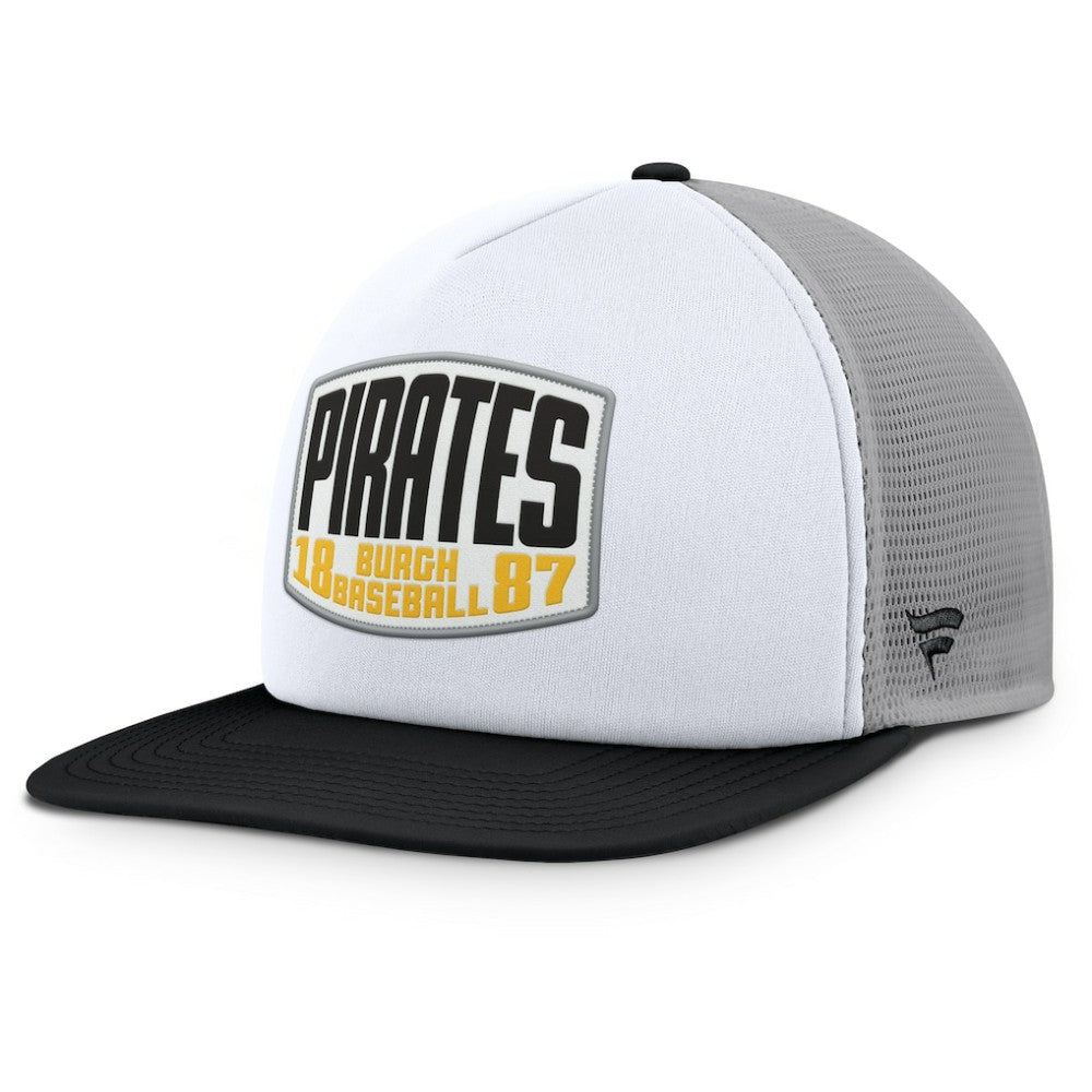 Gray/White Pittsburgh Pirates Fanatics Cranked Foam Front Patch Trucker Adjustable Hat