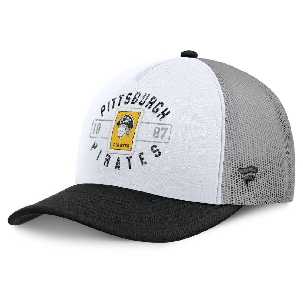 White/Black Pittsburgh Pirates Fanatics Designated A-Frame Foam Front Trucker Adjustable Hat