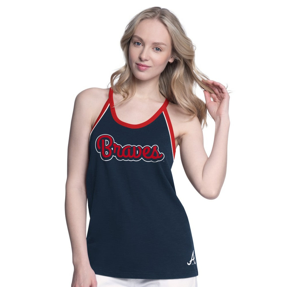 Navy Atlanta Braves G-III 4Her by Carl Banks Women's Curveball Racerback Tank Top