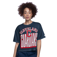 Navy Cleveland Guardians Starter Women's Play the Ball Boxy Cropped T-Shirt