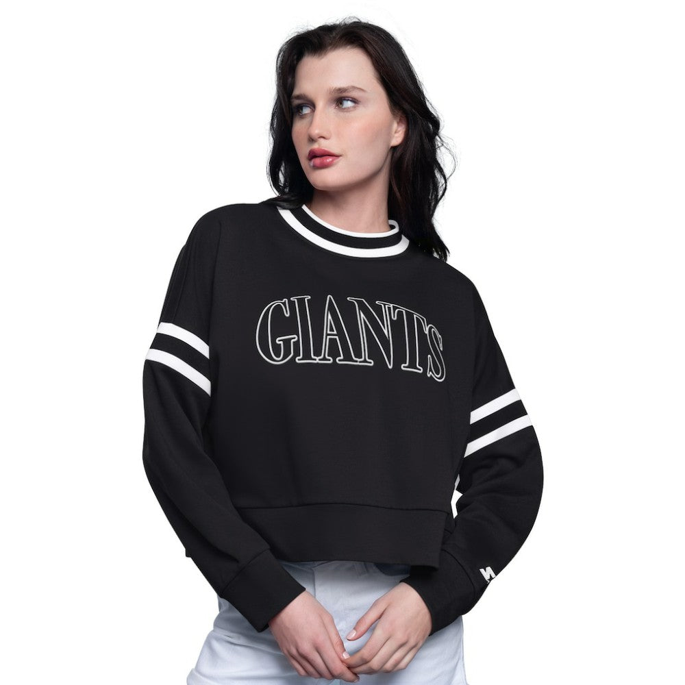 Black San Francisco Giants Starter Women's Power Play Cropped Pullover Sweatshirt