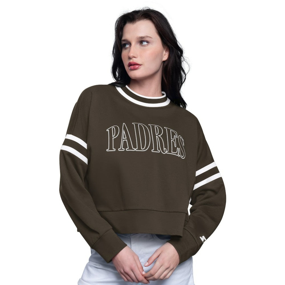 Brown San Diego Padres Starter Women's Power Play Cropped Pullover Sweatshirt