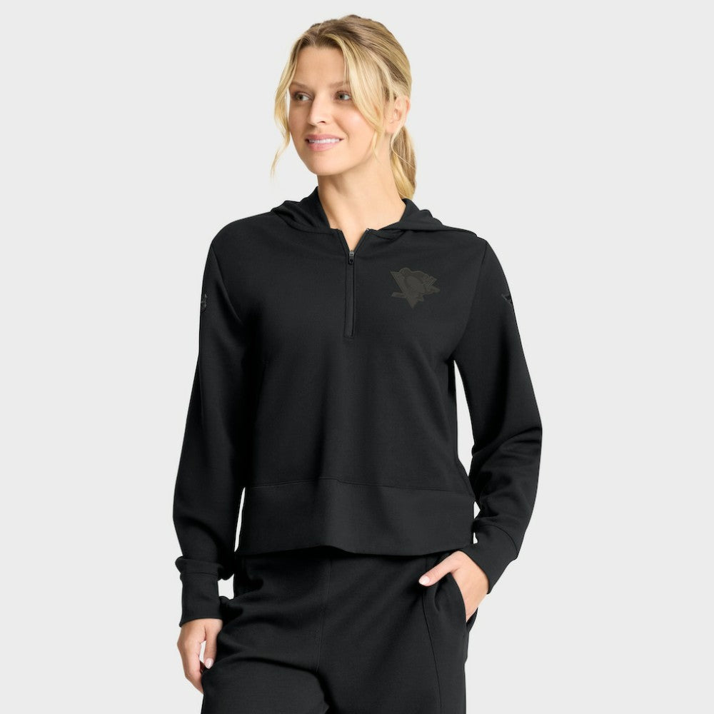 NHL Pittsburgh Penguins Fanatics Women's Authentic Pro Road Tri-Blend Quarter-Zip Hoodie