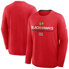 NHL Chicago Blackhawks Fanatics Authentic Pro Centennial Rink Tech Long Sleeve T-Shirt