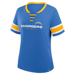 Women's Redzone Draw Play Athena Lace-Up T-Shirt - Los Angeles Chargers T-shirts