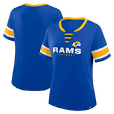 Women's Redzone Draw Play Athena Lace-Up T-Shirt - Los Angeles Rams T-shirts