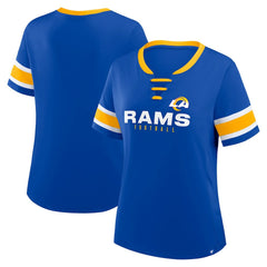 Women's Redzone Draw Play Athena Lace-Up T-Shirt - Los Angeles Rams T-shirts