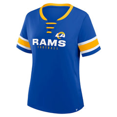 Women's Redzone Draw Play Athena Lace-Up T-Shirt - Los Angeles Rams T-shirts