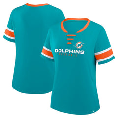 Women's Redzone Draw Play Athena Lace-Up T-Shirt - Miami Dolphins T-shirts