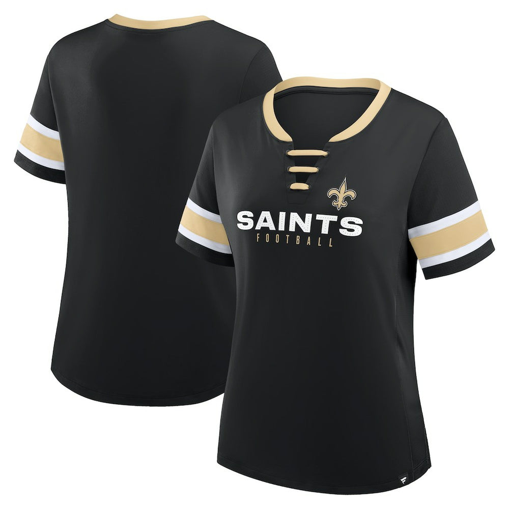 Women's Redzone Draw Play Athena Lace-Up T-Shirt - New Orleans Saints T-shirts
