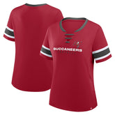 Women's Redzone Draw Play Athena Lace-Up T-Shirt - Tampa Bay Buccaneers T-shirts
