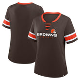Women's Redzone Draw Play Athena Lace-Up T-Shirt - Cleveland Browns T-shirts