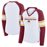 Women's Redzone Blitz Package Raglan Lace-Up V-Neck Long Sleeve T-Shirt - Washington Commanders T-shirts