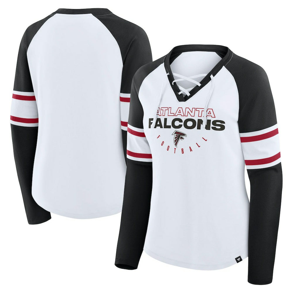 Women's Redzone Blitz Package Raglan Lace-Up V-Neck Long Sleeve T-Shirt - Atlanta Falcons T-shirts