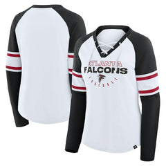Women's Redzone Blitz Package Raglan Lace-Up V-Neck Long Sleeve T-Shirt - Atlanta Falcons T-shirts