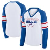 Women's Redzone Blitz Package Raglan Lace-Up V-Neck Long Sleeve T-Shirt - Buffalo Bills T-shirts