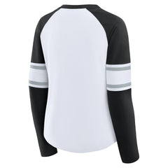 Women's Redzone Blitz Package Raglan Lace-Up V-Neck Long Sleeve T-Shirt - Las Vegas Raiders T-shirts