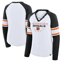 Women's Redzone Blitz Package Raglan Lace-Up V-Neck Long Sleeve T-Shirt - Cincinnati Bengals T-shirts
