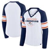 Women's Redzone Blitz Package Raglan Lace-Up V-Neck Long Sleeve T-Shirt - Denver Broncos T-shirts