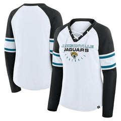 Women's Redzone Blitz Package Raglan Lace-Up V-Neck Long Sleeve T-Shirt - Jacksonville Jaguars T-shirts