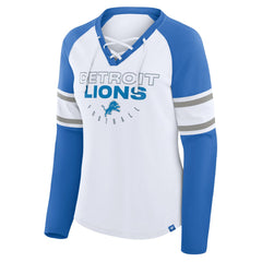 Women's Redzone Blitz Package Raglan Lace-Up V-Neck Long Sleeve T-Shirt - Detroit Lions T-shirts