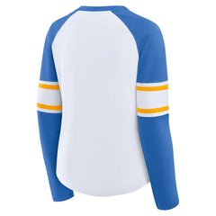 Women's Redzone Blitz Package Raglan Lace-Up V-Neck Long Sleeve T-Shirt - Los Angeles Chargers T-shirts