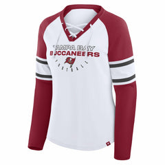 Women's Redzone Blitz Package Raglan Lace-Up V-Neck Long Sleeve T-Shirt - Tampa Bay Buccaneers T-shirts