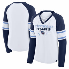 Women's Redzone Blitz Package Raglan Lace-Up V-Neck Long Sleeve T-Shirt - Tennessee Titans T-shirts