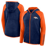 Women's Redzone End Around Pass Raglan Full-Zip Hoodie - Denver Broncos Hoodies