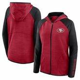 Women's Redzone End Around Pass Raglan Full-Zip Hoodie - San Francisco 49ers Hoodies
