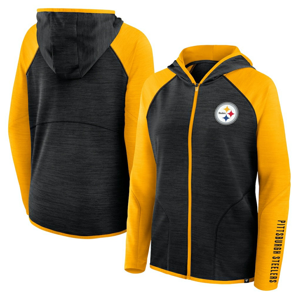 Women's Redzone End Around Pass Raglan Full-Zip Hoodie - Pittsburgh Steelers Hoodies