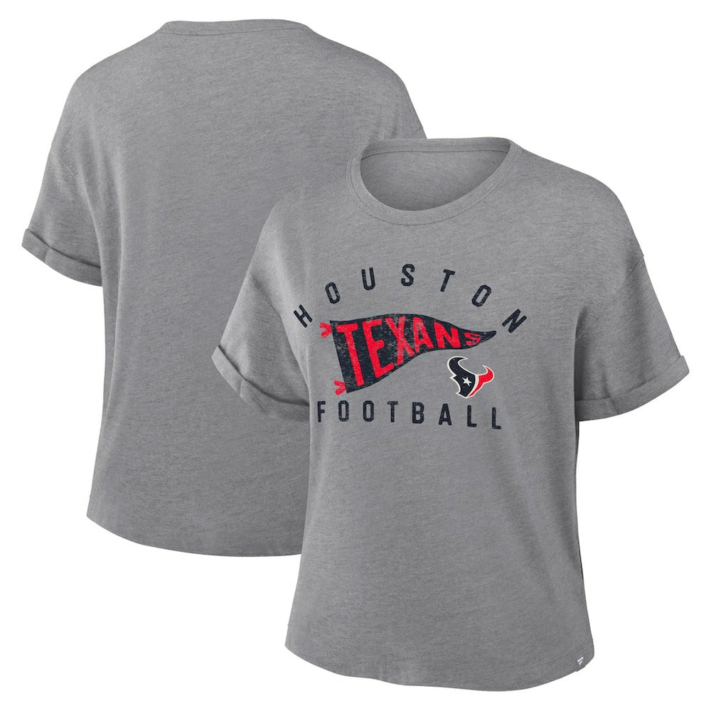 Women's Pennant Wave Tribute Tri-Blend Boxy T-Shirt - Houston Texans T-shirts