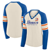 Women's Hometown Gridiron Hero Raglan Lace-Up V-Neck Long Sleeve T-Shirt - Denver Broncos T-shirts