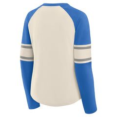 Women's Hometown Gridiron Hero Raglan Lace-Up V-Neck Long Sleeve T-Shirt - Detroit Lions T-shirts