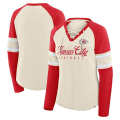 Women's Hometown Gridiron Hero Raglan Lace-Up V-Neck Long Sleeve T-Shirt - Kansas City Chiefs T-shirts