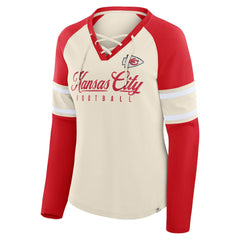 Women's Hometown Gridiron Hero Raglan Lace-Up V-Neck Long Sleeve T-Shirt - Kansas City Chiefs T-shirts