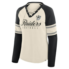 Women's Hometown Gridiron Hero Raglan Lace-Up V-Neck Long Sleeve T-Shirt - Las Vegas Raiders T-shirts
