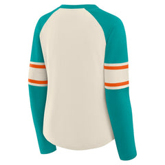 Women's Hometown Gridiron Hero Raglan Lace-Up V-Neck Long Sleeve T-Shirt - Miami Dolphins T-shirts