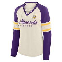 Women's Hometown Gridiron Hero Raglan Lace-Up V-Neck Long Sleeve T-Shirt - Minnesota Vikings T-shirts