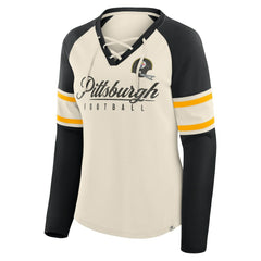 Women's Hometown Gridiron Hero Raglan Lace-Up V-Neck Long Sleeve T-Shirt - Pittsburgh Steelers T-shirts