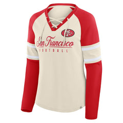 Women's Hometown Gridiron Hero Raglan Lace-Up V-Neck Long Sleeve T-Shirt - San Francisco 49ers T-shirts