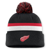 NHL Detroit Red Wings Fanatics Authentic Pro Rink Cuffed Knit Hat with Pom