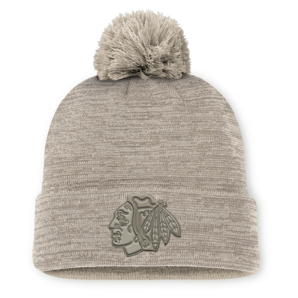 NHL Chicago Blackhawks Fanatics Authentic Pro Road Cuffed Knit Hat with Pom