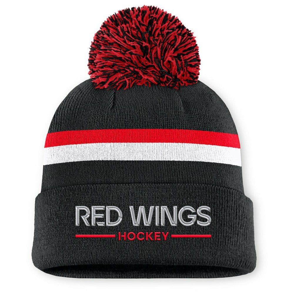 NHL Detroit Red Wings Fanatics Women's Authentic Pro Rink Cuffed Knit Hat with Pom